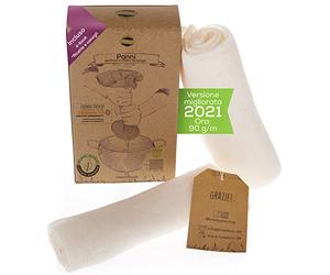 TreeBox | Panno antistrappo in cotone biologico e lino - Set di 2 - Riutilizzabili e lavabili - Garza alimentare per filtrare - Perfetti per succhi e zuppe