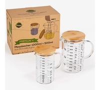 Treebox Set Misurini 500ml 1000ml Vetro Misuratore Misura Cucina con Coperchi...