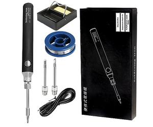 Treedix Kit di Saldatore Elettrico USB, 8W Saldatore con Temperatura Regolabile da 330 a 450℃, Saldatore Elettrico, Cavo USB, Supporto per Saldatura, Tre Punte in Ferro per Saldatura