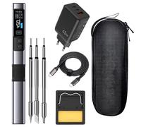 Treedix Mini Set di Saldatore, PD/DC 65 W/100 W, Saldatore Professionale Con Display Digitale e tre punte di ricambio, Temperatura Regolabile, Alimentazione PC/DC, Caricatore PD Incluso