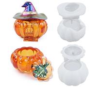 Treedix Stampi in silicone a forma di zucca di Halloween con copertura per cappello, scatola portaoggetti per resina epossidica, decorazione per la casa di Halloween, stampi in resina per