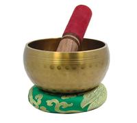 TreegoArt Campana tibetana per meditazione e yoga, pace interiore e calma, terapia del suono e delle vibrazioni, ciotola in lega di ottone per la guarigione dei chakra, diametro 10 cm, oro