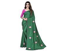 TreegoArt Fashion Sari di seta Dola ricamato da donna con camicetta non cucita -(kajuKatli Bottle Green)