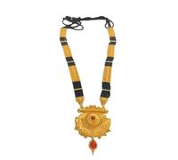 TreegoArt Fashion Uttarakhand - Collana tradizionale con perline nere Mangalsutra con ciondolo color oro, lunga catena per donne e spose, confezione da 1