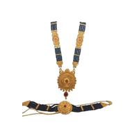 TreegoArt Fashion Uttarakhand Pahadi placcato oro nero perline Mangalsutra con girocollo per donne e spose - Confezione da 2