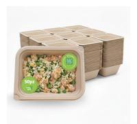 TreePack Vaschette per alimenti usa e getta monoporzione approvata Moca 50 pz, contenitori per alimenti compostabili per microonde, forno e freezer, Brevetto Easy Green da -20 a 200°C