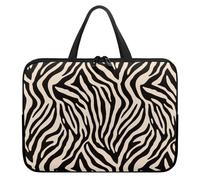 Treer 10-17 Pollici Borsa Porta PC, Trama Zebrata Custodia Laptop con Manico, Borsa PC Impermeabile Unisex, Laptop Bag con Cerniera, Custodia Notebook (Beige,17 pollici)