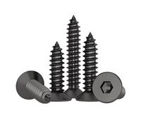 Treer 100PCS Black Hex socket countersunk head Self tapping screws sets Φ4 mm, Made of Stainless steel 304 (M4 x 35 mm)