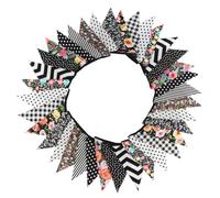 Treer 10Metri Halloween Bandierine Colorate Stella a onde floreali autunnali Compleanno Bandiere Triangolari Ghirlanda di Bandierine Decorazione Festa Festone Striscione (Nero)