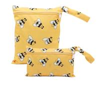 Treer 2 pezzi Wetbag Pannolini Borsa per Pannolini Lavabili, Piccola Sacchetto del Pannolino con Cerniera, Impermeabile Riutilizzabile Organizzatore per Viaggio Spiaggia Gym (Ape)