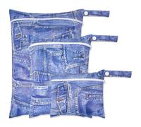 Treer 3 pezzi Borsa per Pannolini Lavabili Impermeabile Multifunzione per Bambini, Sacchetto del Pannolino Riutilizzabile Moda Borsa Portaoggetti per Viaggi Spiaggia Piscina (Jeans)