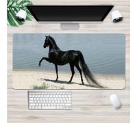 Treer 3D Cavallo Stampa Tappetino Mouse, Tappetino Mouse XXL/XL/L, Tappetino Mouse Gaming con Base Gomma Antiscivolo e Bordi Cuciti, Mouse Pad per Ufficio e Casa (Cavallo spiaggia A,900x400mm)
