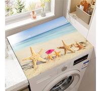 Treer 3D Spiaggia Tappetino per Lavatrice Antiscivolo Assorbente, Copertura per Lavatrice, Morbido e Ritagliabile, Tappetino Protezione per Asciugatrice Frigorifero (Rifugio Stelle Marine,40x50cm)