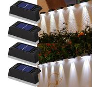 Treer 4 Pezzi Luci Solari da Giardino, IP65 Impermeabili Segnapasso LED Esterne Solare, Luce Solare LED Esterno, Luci Solari Esterno per Scale, Patio, Giardino,Terrazzo, Vialetto (Bianco,2LED)