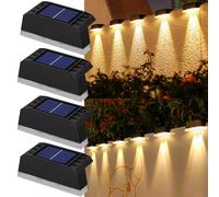 Treer 4 Pezzi Luci Solari da Giardino, IP65 Impermeabili Segnapasso LED Esterne Solare, Luce Solare LED Esterno, Luci Solari Esterno per Scale, Patio, Giardino,Terrazzo, Vialetto (Caldo,2LED)