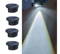 Treer 4 Pezzi Luci Solari da Giardino, IP65 Impermeabili Segnapasso LED Esterne Solare, Luce Solare LED Esterno, Luci Solari Esterno per Scale, Patio, Giardino,Terrazzo, Vialetto (Bianco,4)