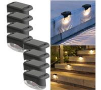 Treer 8 Pezzi Luci Solari da Giardino, IP65 Impermeabili Segnapasso LED Esterne Solare, Luce Solare LED Esterno, Luci Solari Esterno per Scale, Patio, Giardino,Terrazzo, Vialetto (Luce calda,8)