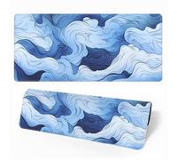 Treer Arte Astratta Tappetino Mouse, Tappetino Mouse XXL/XL/L, Tappetino Mouse Gaming con Base Gomma Antiscivolo e Bordi Cuciti, Mouse Pad per Ufficio e Casa (Blu,900x400mm)