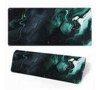 Treer Arte Astratta Tappetino Mouse, Tappetino Mouse XXL/XL/L, Tappetino Mouse Gaming con Base Gomma Antiscivolo e Bordi Cuciti, Mouse Pad per Ufficio e Casa (Verde,800x300mm)