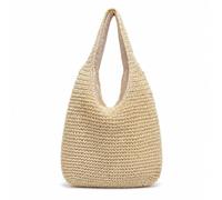 Treer Borsa da Spiaggia Donna Grande | Borsa di Paglia Intrecciata con Cerniera per Mare e Vacanze Estive, Tote Shopper per Spalla di Grande Capacità