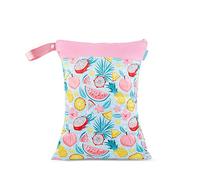 Treer Borsa per Pannolini Bambino Borsa Impermeabile con Doppia Cerniera Moda Stampata Riutilizzabile e Lavabile Sacchetto del Organizer per Neonato Pannolini e Biberon (Frutta Tropicale)