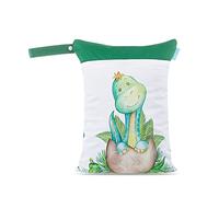 Treer Borsa per Pannolini Bambino Borsa Impermeabile Riutilizzabile Lavabile Carino Stampata con Doppia Cerniera, Sacchetto del Organizer per Neonato Pannolini e Biberon (Dinosauro Verde)