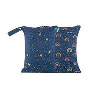 Treer Borsa per Pannolinil 2 pezzi Lavabili Riutilizzabile Impermeabile Neonato Sacchetti con Doppia Cerniera Wetbag per Pannolini e Salviette, Vestiti Sporchi e Altro (Notte Stella,30x40cm)