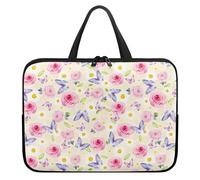 Treer Borsa Porta PC 10-17 Pollici, Motivo a Tosa Custodia Laptop con Manico, Borsa PC Impermeabile Unisex, Laptop Bag con Cerniera, Custodia Notebook (Beige,17 pollici)