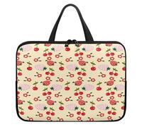 Treer Borsa Porta PC 10-17 Pollici, Stampa di Ciliegia Custodia Laptop con Manico, Borsa PC Impermeabile Unisex, Laptop Bag con Cerniera, Custodia Notebook (Beige,15 pollici)