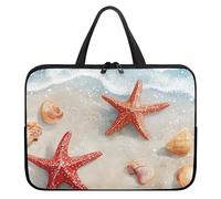 Treer Borsa Porta PC 10-17 Pollici, Stampa di Stelle Marine Custodia Laptop con Manico, Borsa PC Impermeabile Unisex, Laptop Bag con Cerniera, Custodia Notebook (Spiaggia,10 pollici)