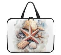 Treer Borsa Porta PC 10-17 Pollici, Stampa di Stelle Marine Custodia Laptop con Manico, Borsa PC Impermeabile Unisex, Laptop Bag con Cerniera, Custodia Notebook (Bianco,13 pollici)