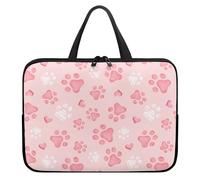 Treer Borsa Porta PC Modello di Impronta di Zampa, 10-17 Pollici Custodia Laptop con Manico, Borsa PC Impermeabile, Laptop Bag con Cerniera, Custodia Notebook (Rosa,17 pollici)