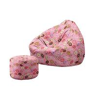 Treer Ciambella 3D Coprisedia per Poltrona Sacco Senza Imbottitura con Copertura per Poggiapiedi, Adulto Sedia per Divano Pigro Fodera per Poltrona a Sacco con Maniglia (Stile 9,70x80+20x30cm)