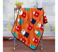 Treer Coperta per Bambini Lettino in Microfibra, Neonato Asilo Copertine Letto Scuola Materna Flanella Coperte Morbide Ragazzi Ragazze 100x75 cm (100x75 cm,Tazza da tè Arancione Cat)