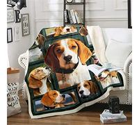 Treer Coperta Plaid in Flanella, 3D Cane Stampa Coperta Pile, Microfibra Coperta Divano Morbida Trapunta per Bambini/Adulti/Singolo Matrimoniale Letto (Beagle,150X130cm)