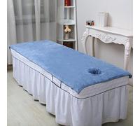 Treer Copri Lettino da Massaggio con Foro,Viso Lenzuolo Elastico Pieghevole Copertura Impermeabile Lavabile per Spa, Massaggi, Salone Bellezza (Grigio-Blu,80x190cm)