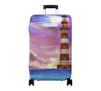 Treer Copri Valigia Elasticizzato Grande Media Piccola, Valigia Coprivaligia Elastico Bagaglio da Viaggio Copertura con Cerniera e Tasca Lavabile Ottimo per 18-32 Pollici (Faro marino 1,M)