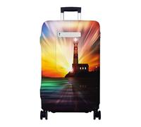 Treer Copri Valigia Elasticizzato Grande Media Piccola, Valigia Coprivaligia Elastico Bagaglio da Viaggio Copertura con Cerniera e Tasca Lavabile Ottimo per 18-32 Pollici (Faro marino 5,XL)