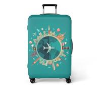 Treer Copri Valigia Elasticizzato Grande Media Piccola, Valigia Coprivaligia Elastico Bagaglio da Viaggio Copertura Lavabile Ottimo per 18-32 pollici (Viaggi globali 7,S)