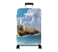 Treer Copri Valigia Elasticizzato Grande Media Piccola, Valigia Coprivaligia Elastico Bagaglio da Viaggio Copertura con Cerniera e Tasca Lavabile Ottimo per 18-32 Pollici (Faro marino 9,S)