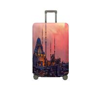 Treer Copri Valigia,Stampa della Città Coperchio Custodia, Elastica Proteggi Valigia Suitcase Luggage Cover,Bagaglio da Viaggio Copertura Valigia Antipolvere Lavabile Copertura (Il crepuscolo,XL)