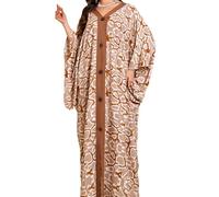 Treer Copricostume da Bagno Donna, Fibbia Decorativa Abbigliamento da Spiaggia Scollo a V Kaftan Mare Bikini Cover Up Dress Estate Abito da Spiaggia Mare (Colore Cammello,Taglia Unica)