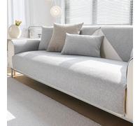 Treer Copridivano Antiscivolo Tessuto di Lino, Stile Semplice Copridivani Morbido 1 2 3 4 Posti Fodera per Divano Angolare/Forma di L Universali Moderno Copertura Divano (70x90cm,Grigio Chiaro)