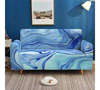 Treer Copridivano Universale Elasticizzato, 3D Marmo Stampa 1 2 3 4 Posti Copridivani Spandex Elastico Antiscivolo Divano Copertine Copertura Mobili Decorative (Marmo Blu,3 Posti)