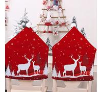 Treer Coprisedia Natalizi Schienale 2/4/6/8 Pezzi, Coprisedia Natalizio con Cappello Coprisedia Elasticizzati Natalizia per Feste e Ristoranti Decorazioni (Rosso,4 Pezzi)