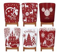 Treer Coprisedia Natalizi Schienale 6 Pezzi, Coprisedia Natalizio con Cappello Coprisedia Elasticizzati Natalizia per Feste e Ristoranti Decorazioni (6 Pezzi,Renna)