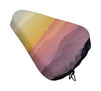 Treer Coprisella Bici Impermeabile, Coprisella Bicicletta Impermeabile Fibbia a Molla + Chiusura a Cordino Copertura Sella Bici Oxford Morbido Motivo Paesaggio 3D (Alba,2 Pezzi)