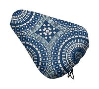 Treer Coprisella Bici Impermeabile, Vintage Sella Bici Comoda, Sella Mtb Regolabile, Coprisella Bicicletta Adatto alla Maggior Parte delle Biciclette (Mandala Blu,2 Pezzi)