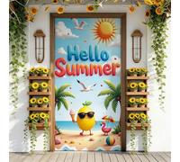 Treer Cubierta de Puerta de Elastica Ajustable, Decoración de Bandera Colgante de Fondo Cubierta de Puerta para Todo El año, Porche, Exterior Interior, Fiesta, Hogar Casa (90x210cm,Limone)