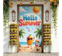 Treer Cubierta de Puerta de Elastica Ajustable, Decoración de Bandera Colgante de Fondo Cubierta de Puerta para Todo El año, Porche, Exterior Interior, Fiesta, Hogar Casa (90x210cm,Mango)